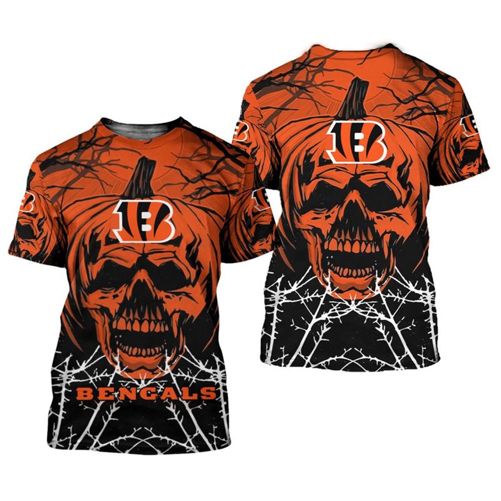 Cincinnati Bengals T-shirt Halloween pumpkin skull