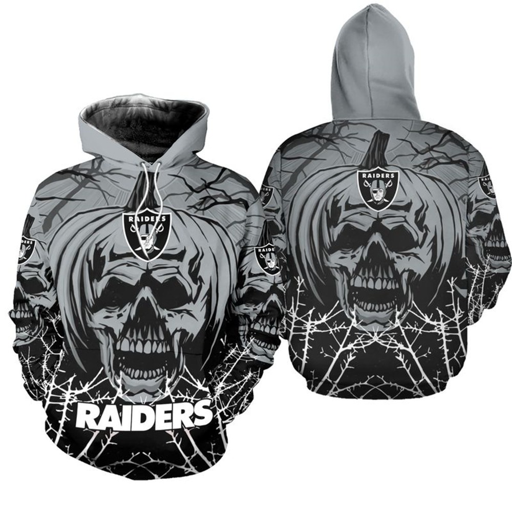 Las Vegas Raiders Hoodie Halloween pumpkin skull print sweatshirt -Jack ...