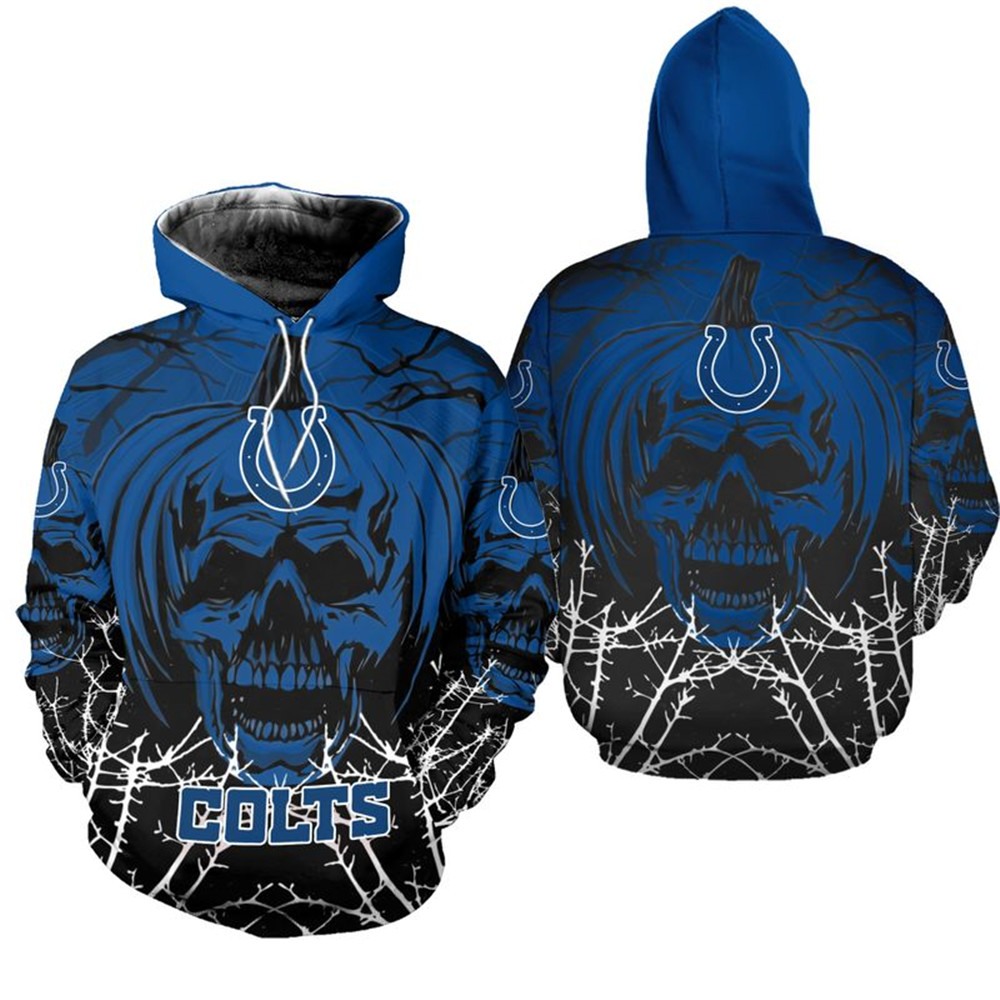Indianapolis Colts Hoodie Halloween pumpkin skull print sweatshirt ...