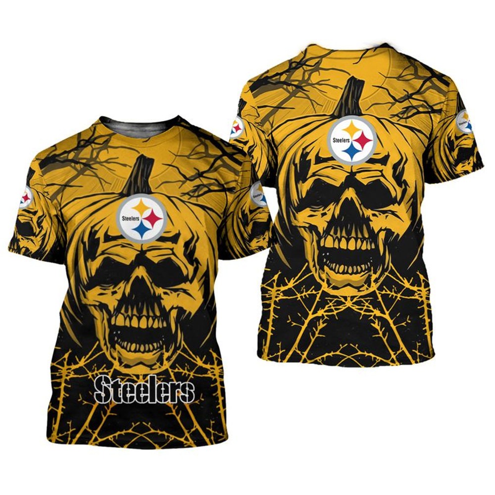 Pittsburgh Steelers T-shirt Halloween pumpkin skull