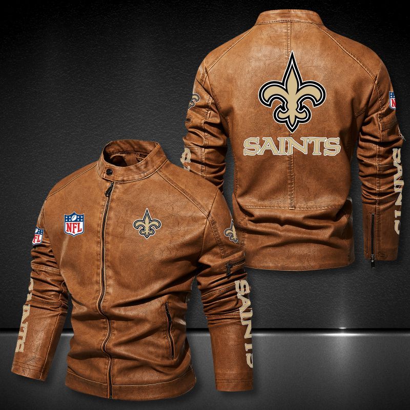 New Orleans Saints Leather Jacket for motorcycle fans -Jack sport shop