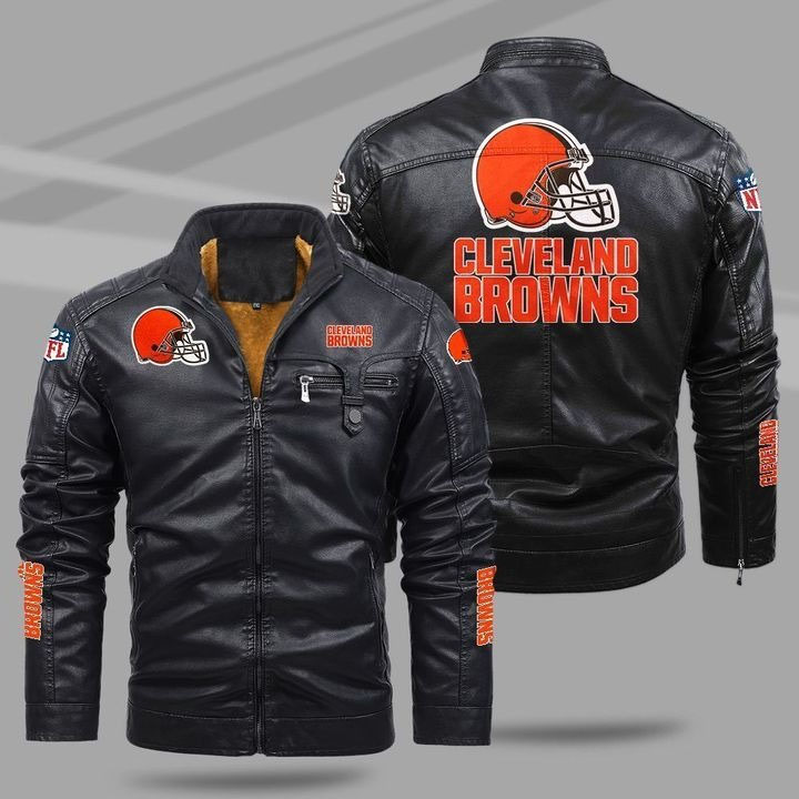 Cleveland Browns Leather Jacket new style 2022 -Jack sport shop