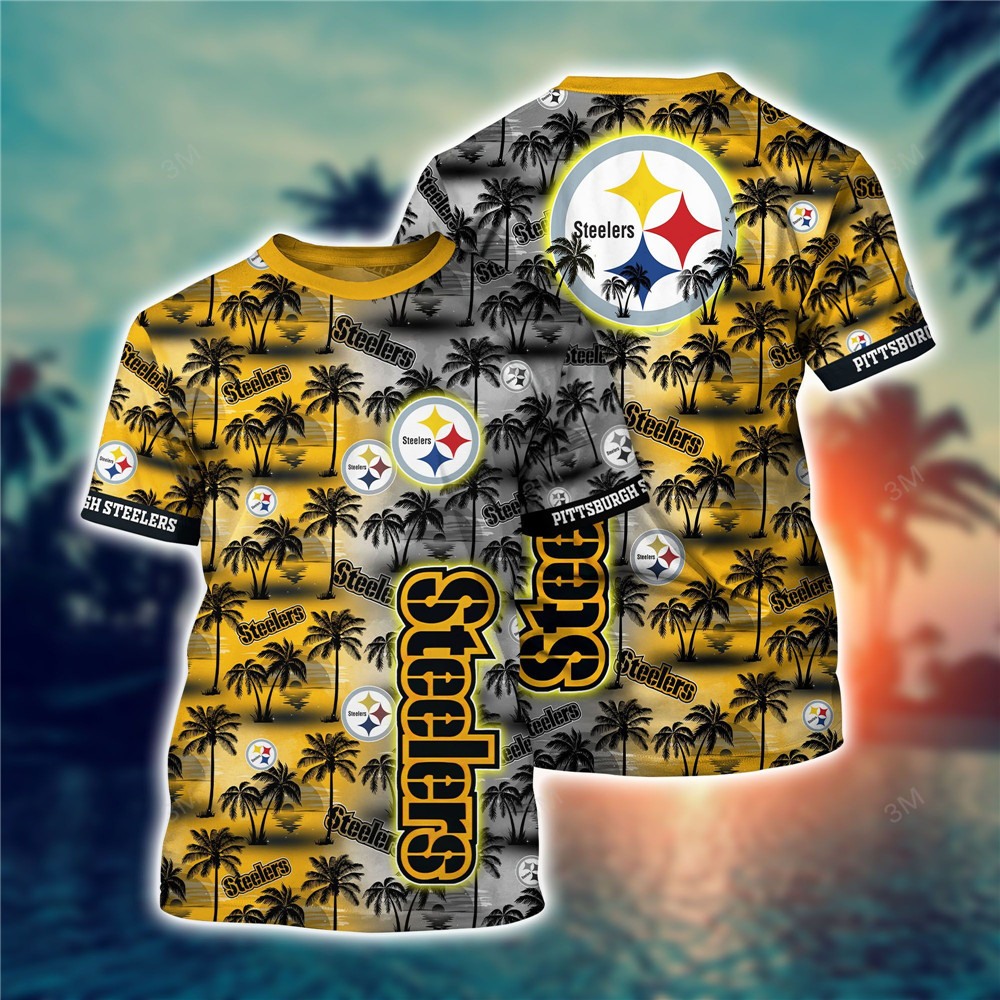 Pittsburgh Steelers All Over Print 3D Shirt Coconut  Tree Hawaii Pattern Gift