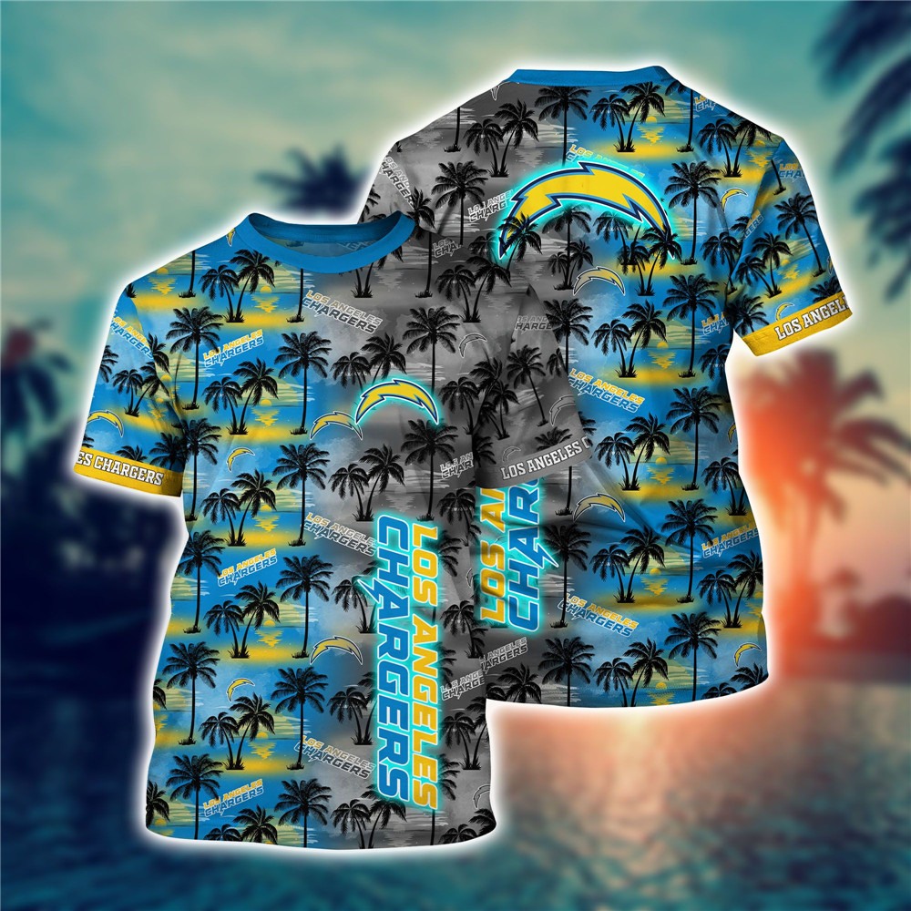 Los Angeles Chargers All Over Print 3D Shirt Coconut  Tree Hawaii Pattern Gift