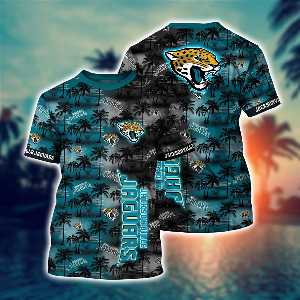 Jacksonville Jaguars All Over Print 3D Shirt Coconut  Tree Hawaii Pattern Gift