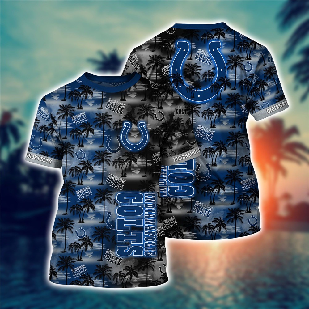 Indianapolis Colts All Over Print 3D Shirt Coconut  Tree Hawaii Pattern Gift