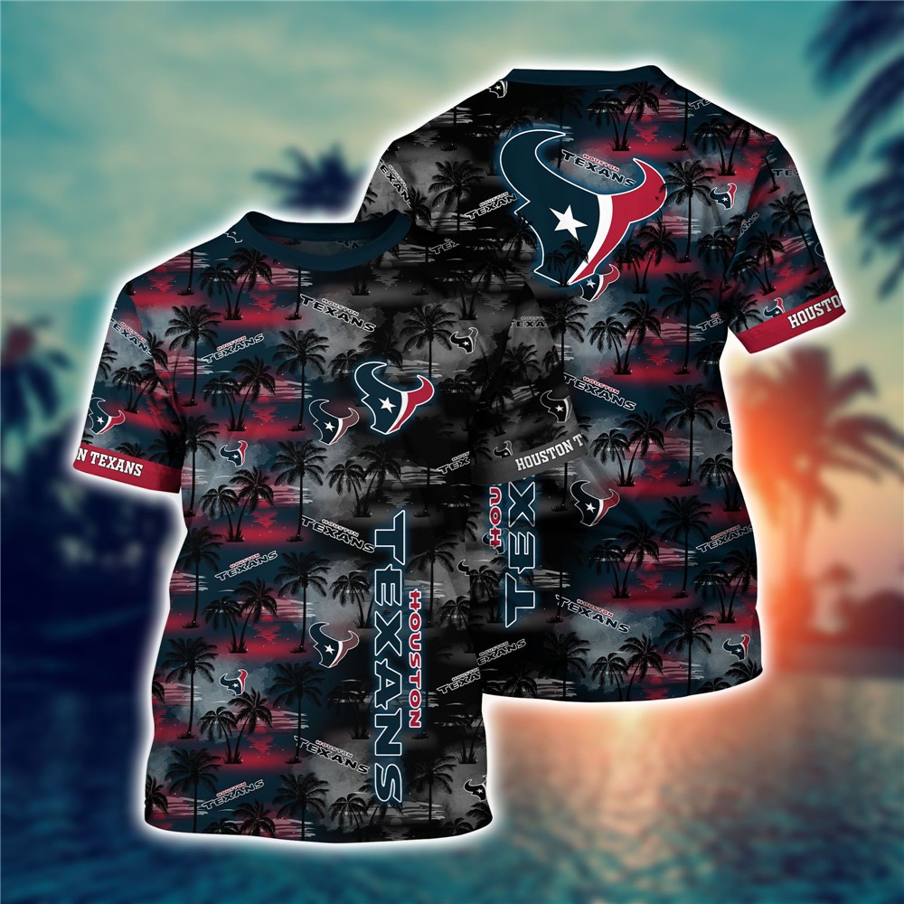 Houston Texans All Over Print 3D Shirt Coconut  Tree Hawaii Pattern Gift