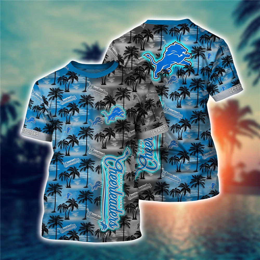 Detroit Lions All Over Print 3D Shirt Coconut  Tree Hawaii Pattern Gift