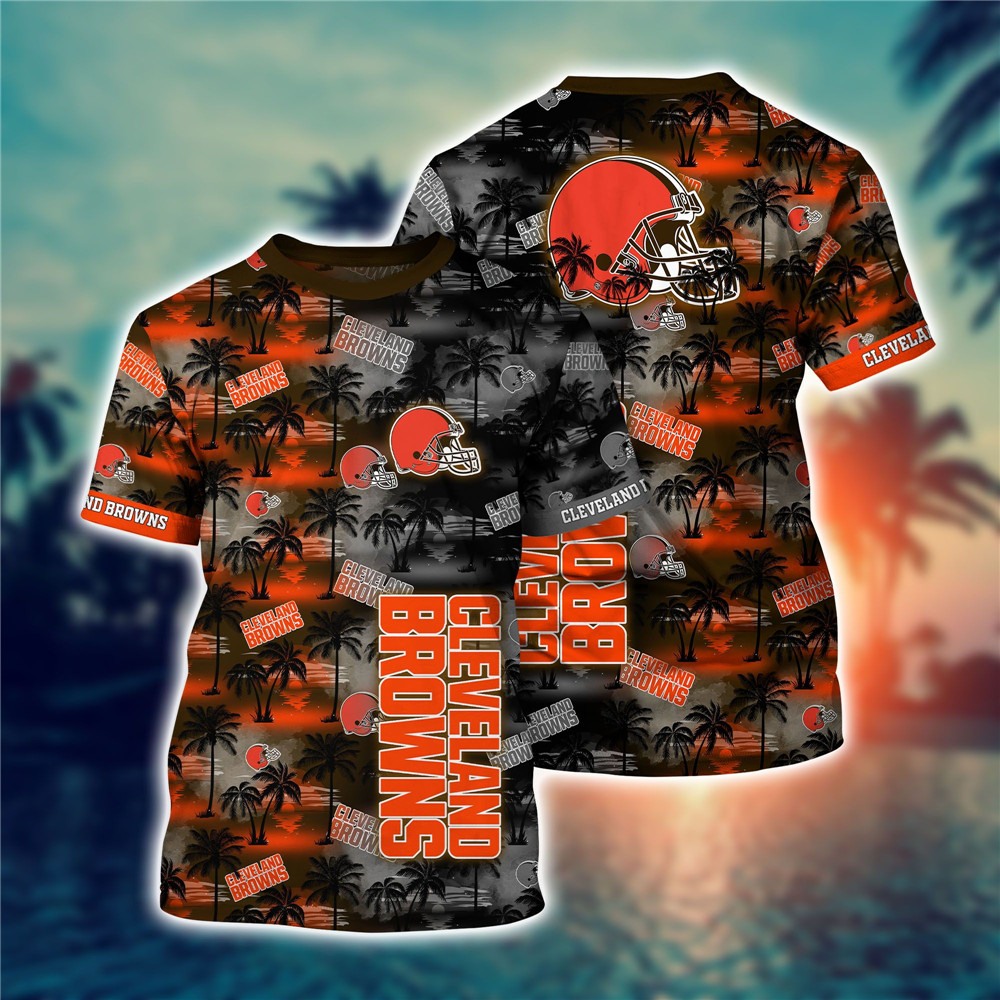 Cleveland Browns All Over Print 3D Shirt Coconut  Tree Hawaii Pattern Gift