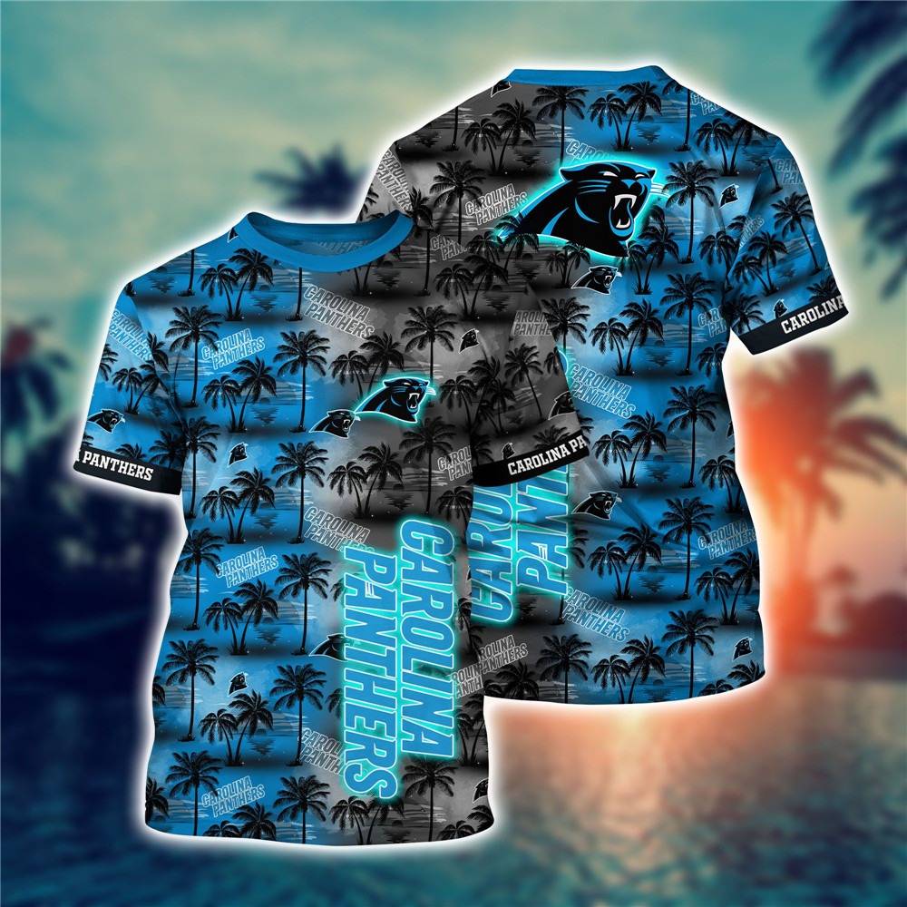 Carolina Panthers All Over Print 3D Shirt Coconut  Tree Hawaii Pattern Gift