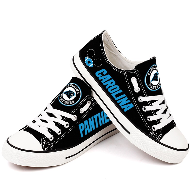 Carolina Panthers Canvas Shoes black cute shoes -Jack sport shop