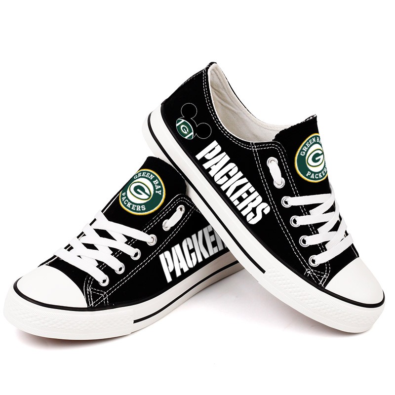 Green Bay Packers Canvas Shoes black shoes cute Style #2 -Jack sport shop